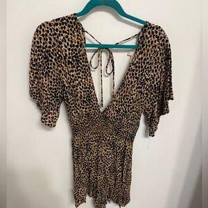Leopard Print V-Neck Romper